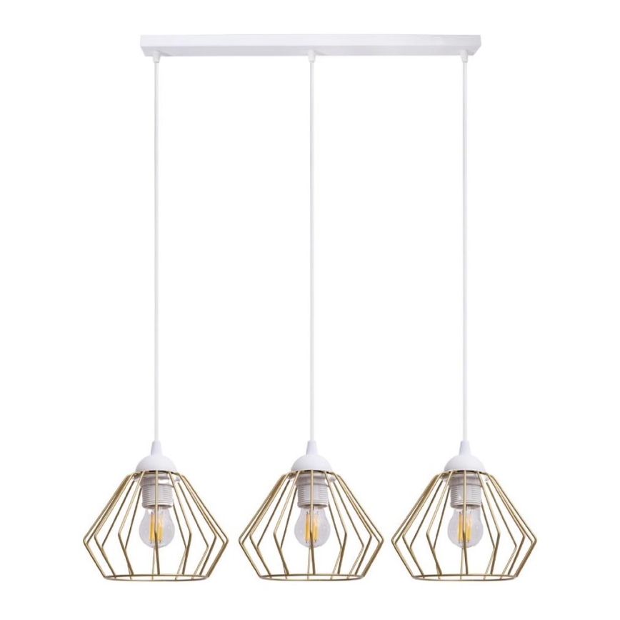 Chandelier on a string CEED GOLD 3xE27/60W/230V white/gold