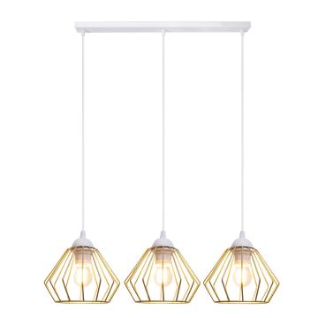 Chandelier on a string CEED GOLD 3xE27/60W/230V white/gold