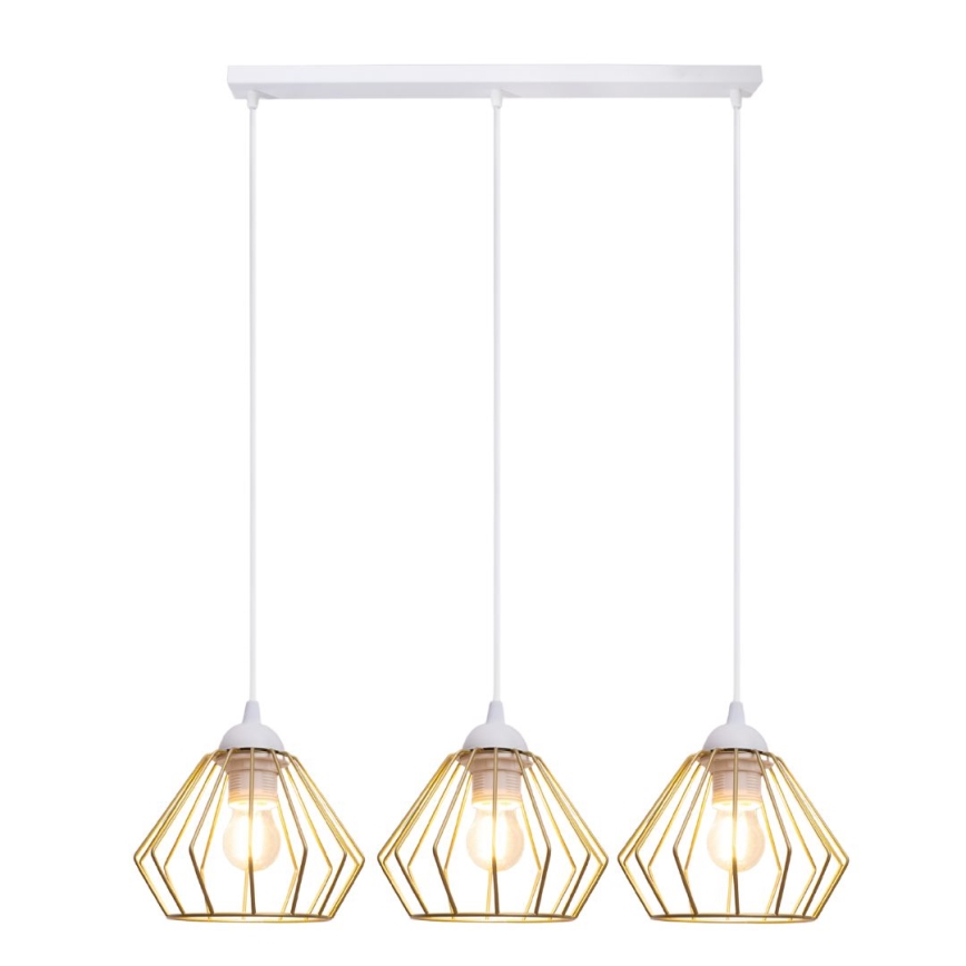 Chandelier on a string CEED GOLD 3xE27/60W/230V white/gold