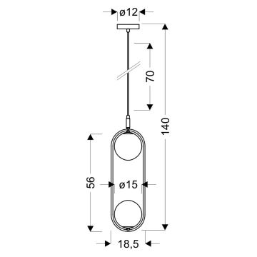 Chandelier on a string CORDEL 2xG9/28W/230V shiny chrome