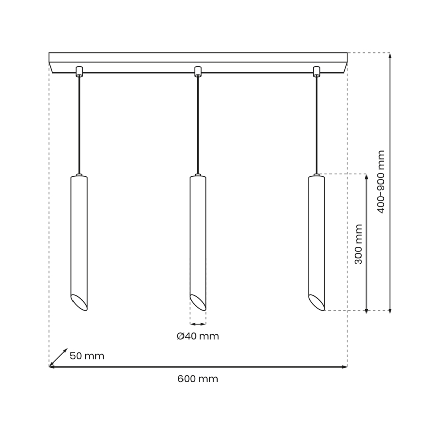 Chandelier on a string CORTE 3xGU10/8W/230V black