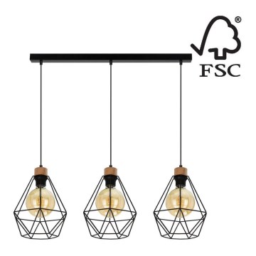 Chandelier on a string DIAMENT 3xE27/60W/230V oak – FSC certified