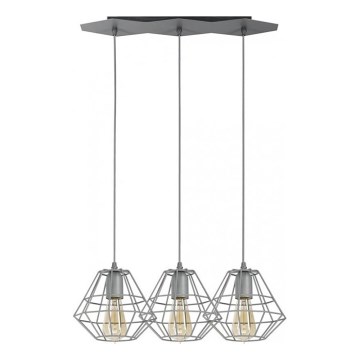 Chandelier on a string DIAMOND 3xE27/60W/230V grey