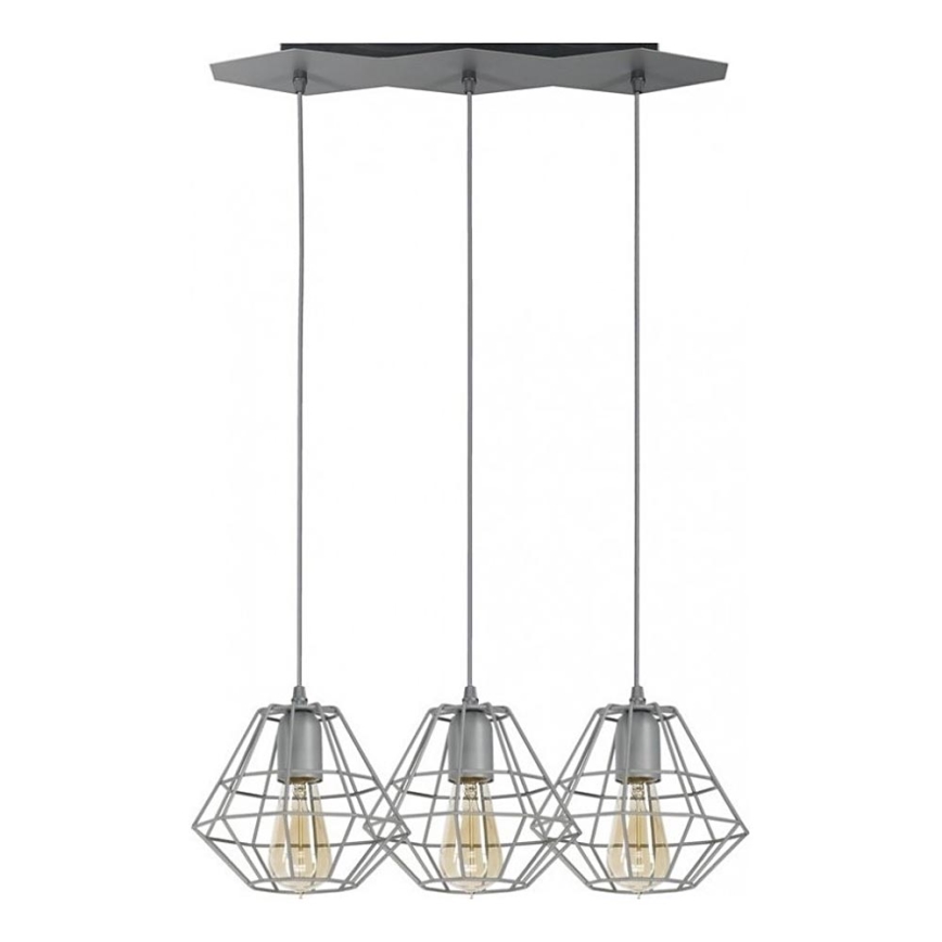 Chandelier on a string DIAMOND 3xE27/60W/230V grey