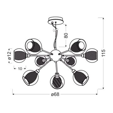 Chandelier on a string DIXI 9xE14/40W/230V