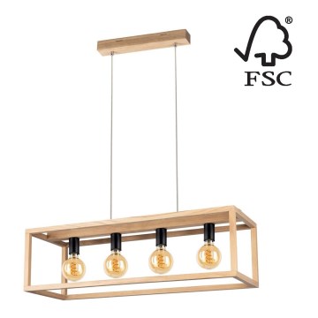 Chandelier on a string KAGO 4xE27/60W/230V matte oak - FSC certified