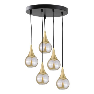 Chandelier on a string LACRIMA HONEY 5xE27/60W/230V d. 45 cm