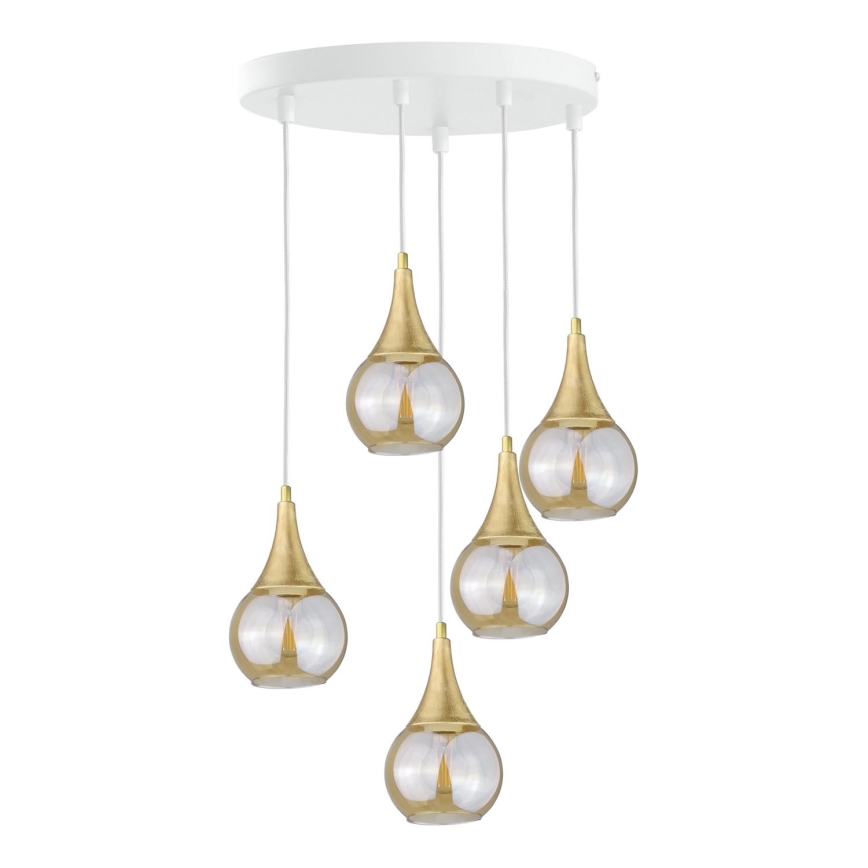 Chandelier on a string LACRIMA WHITE 5xE27/60W/230V d. 45 cm