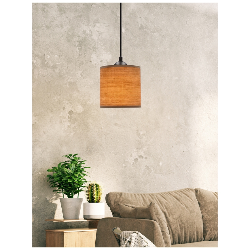 Chandelier on a string LEGNO 1xE27/40W/230V d. 15 cm brown