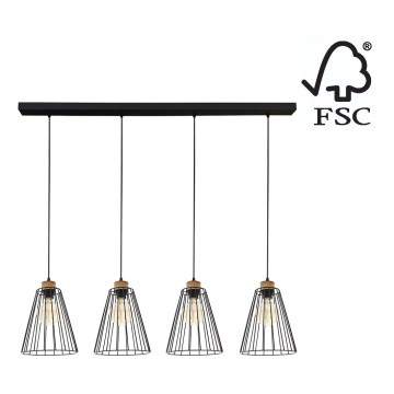 Chandelier on a string ORAZIO 4xE27/60W/230V oak - FSC certified