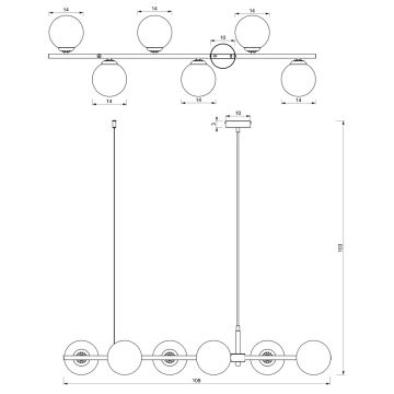 Chandelier on a string POP 6xE14/40W/230V