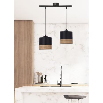 Chandelier on a string PORTO 2xE27/60W/230V black/brown