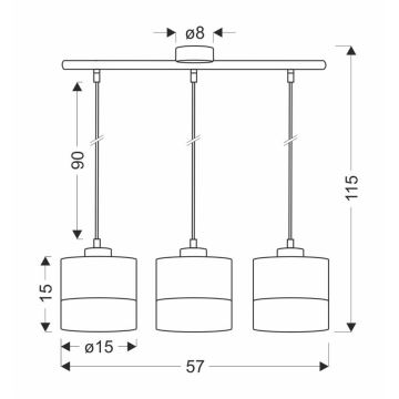 Chandelier on a string PORTO 3xE27/60W/230V black/brown