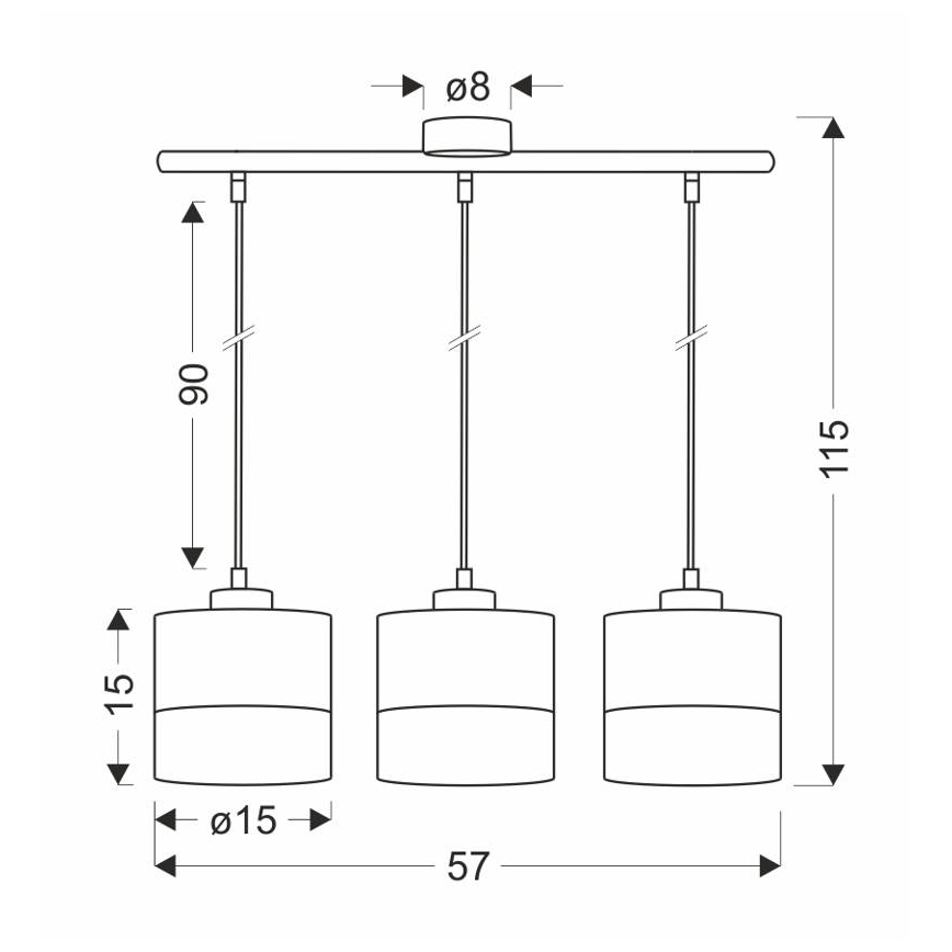 Chandelier on a string PORTO 3xE27/60W/230V black/brown