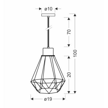 Chandelier on a string PRIMO 1xE27/60W/230V black/gold