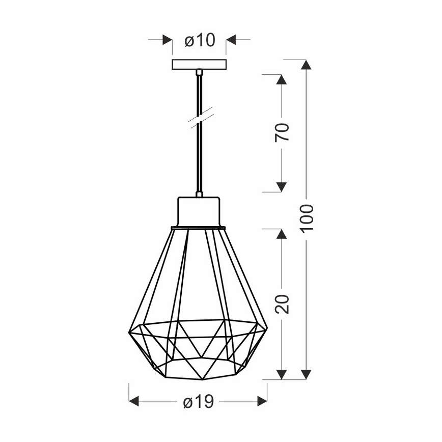 Chandelier on a string PRIMO 1xE27/60W/230V black/gold