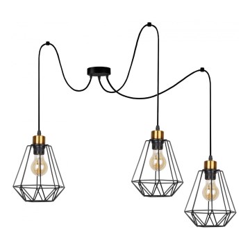 Chandelier on a string PRIMO 3xE27/60W/230V black/gold