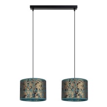 Chandelier on a string REZO 2xE27/60W/230V gold/turquoise