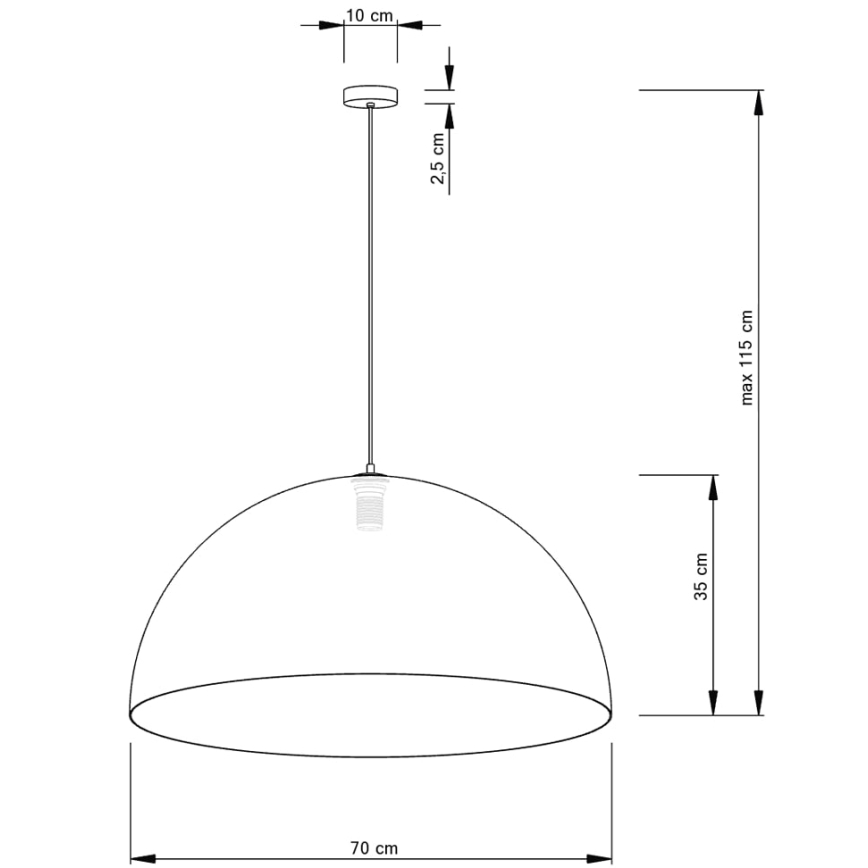 Chandelier on a string SFERA 1xE27/60W/230V d. 70 cm gold/black