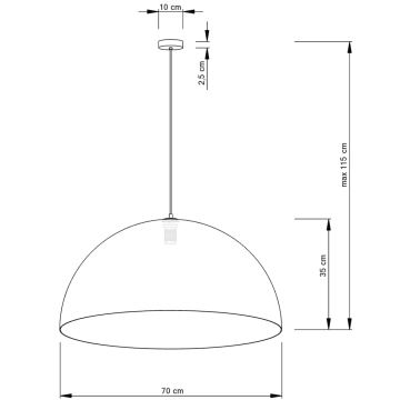 Chandelier on a string SFERA 1xE27/60W/230V d. 70 cm gold