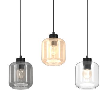 Chandelier on a string SOMBRA 3xE27/60W/230V grey/beige/transparent