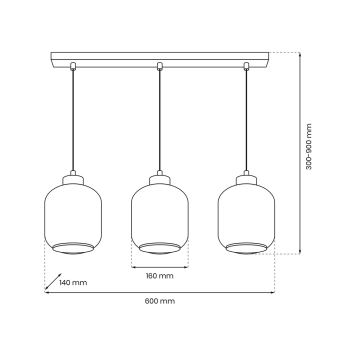 Chandelier on a string SOMBRA 3xE27/60W/230V grey/beige/transparent