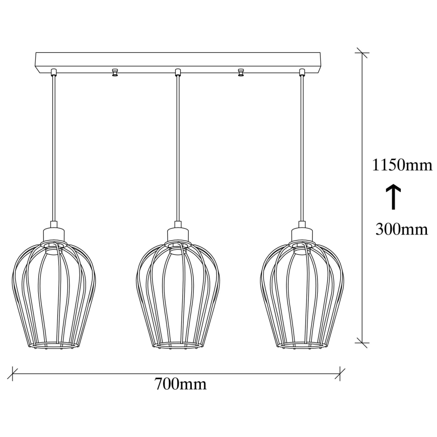 Chandelier on a string TEL 3xE27/100W/230V