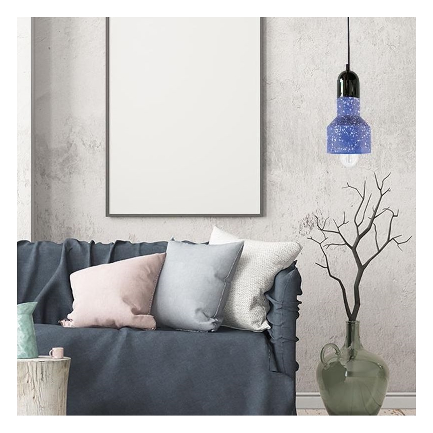 Chandelier on a string TERRAZZO 1xE27/60W/230V d. 12 cm blue