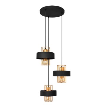 Chandelier on a string VOLTA 3xE27/60W/230V black/gold