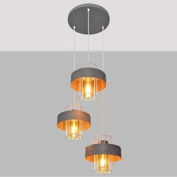 Chandelier on a string VOLTA 3xE27/60W/230V d. 42 cm grey