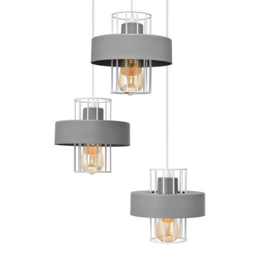 Chandelier on a string VOLTA 3xE27/60W/230V d. 42 cm grey