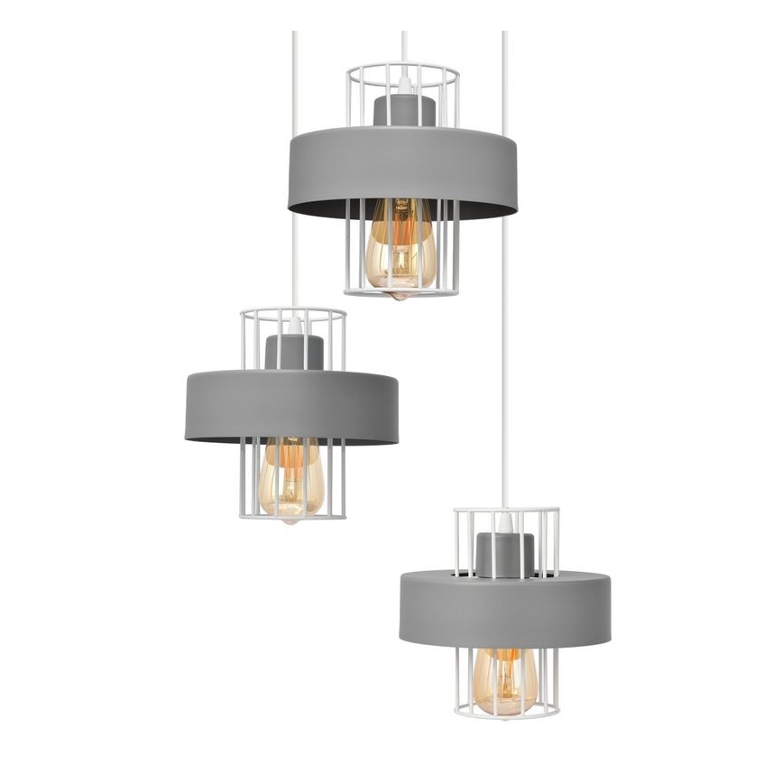 Chandelier on a string VOLTA 3xE27/60W/230V d. 42 cm grey