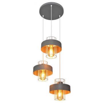 Chandelier on a string VOLTA 3xE27/60W/230V d. 42 cm grey