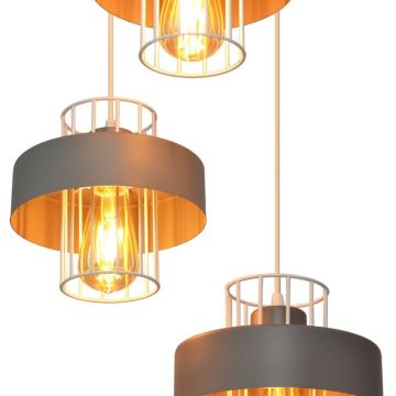 Chandelier on a string VOLTA 3xE27/60W/230V d. 42 cm grey