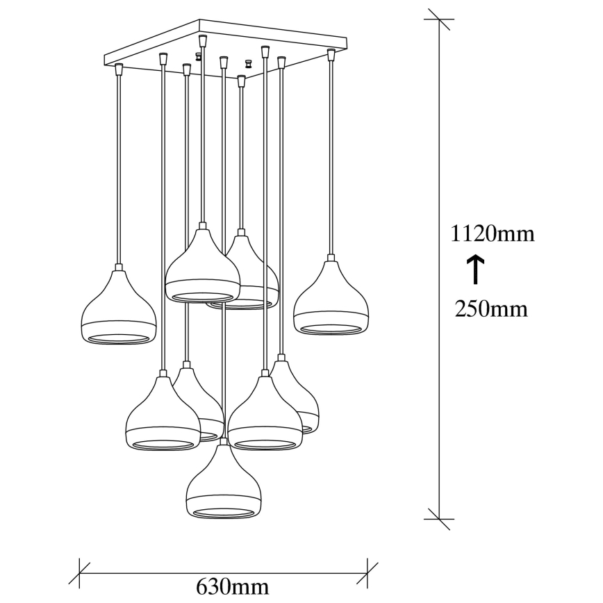 Chandelier on a string YILDO 9xE27/40W/230V