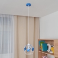 Children's chandelier on a string STARS 1xE27/15W/230V blue/white