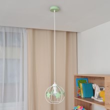 Children's chandelier on a string STARS 1xE27/15W/230V green/white