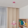 Children's chandelier on a string STARS 1xE27/15W/230V pink/white