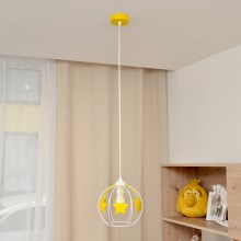 Children's chandelier on a string STARS 1xE27/15W/230V yellow/white