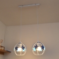 Children's chandelier on a string STARS 2xE27/15W/230V blue/white