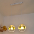 Children's chandelier on a string STARS 2xE27/15W/230V yellow/white