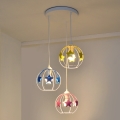 Children's chandelier on a string STARS 3xE27/15W/230V blue/pink/yellow