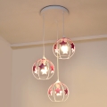 Children's chandelier on a string STARS 3xE27/15W/230V pink/white