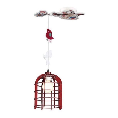 Children's pendant chandelier on a string 1xE27/60W/230V red