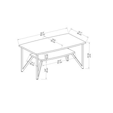 Coffee table ASENS 42x90 cm pine atlantic/black