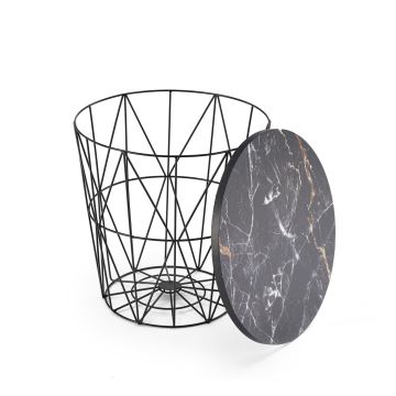 Coffee table HARISSA 41x42 cm black/black marble