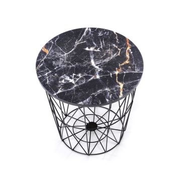 Coffee table HARISSA 41x42 cm black/black marble