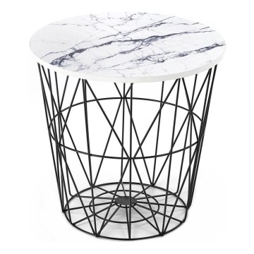 Coffee table HARISSA 41x42 cm black/white marble