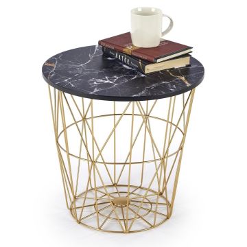 Coffee table HARISSA 41x42 cm gold/black marble