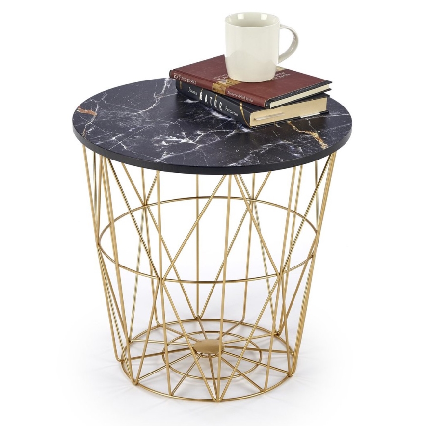 Coffee table HARISSA 41x42 cm gold/black marble